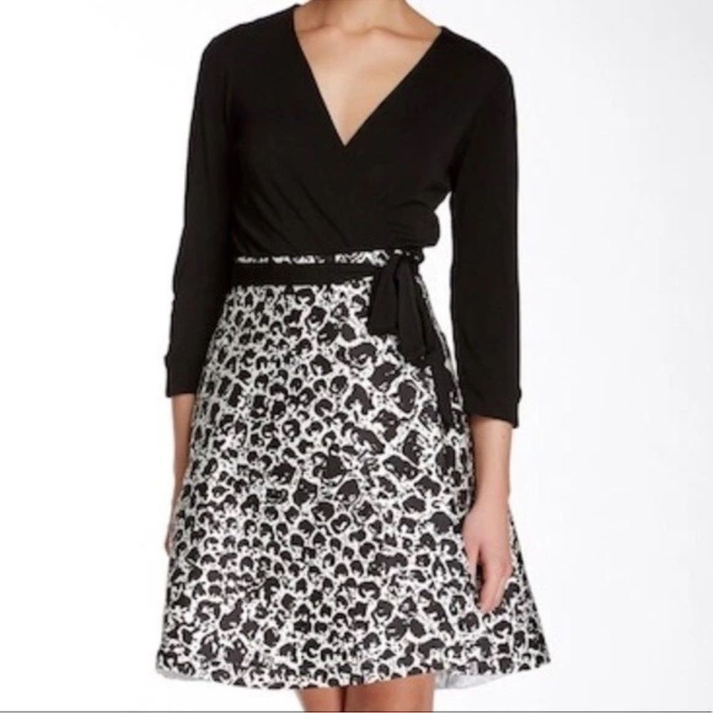 Diane Von Furstenberg Black and White Wrap Dress